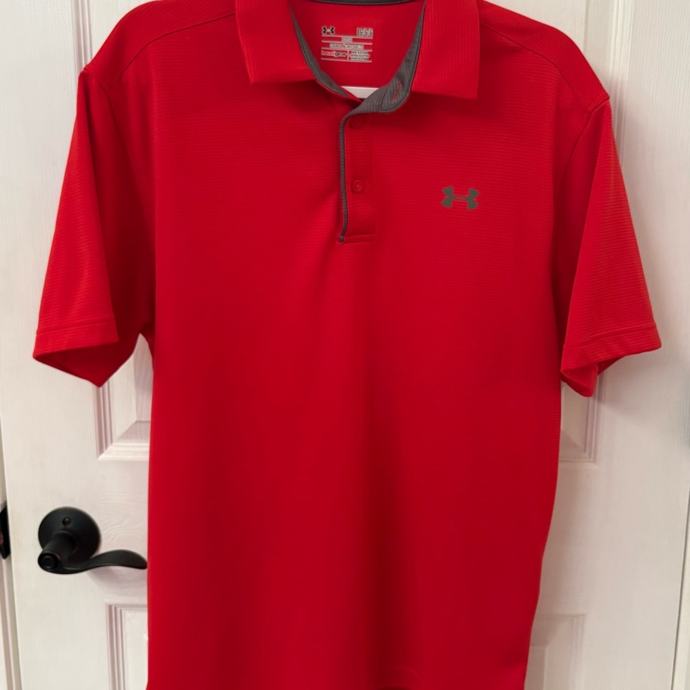Under Armour Red Polo with Gray Trim